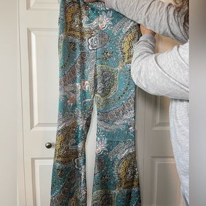 Nasty Gal paisley print satin flared trousers, size 10, NWT